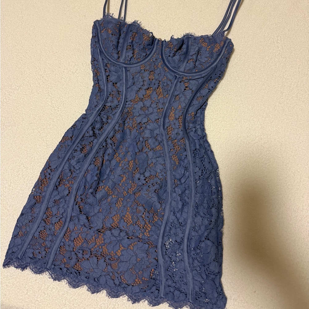 House of CB Lala Lavender Lace Mini Dress (XS) - Picture 6 of 13